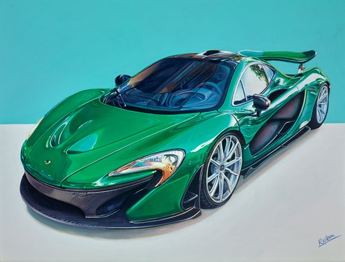 2014 McLaren P1 by Roz Wilson - Varnished Original Painting on Stretched Canvas